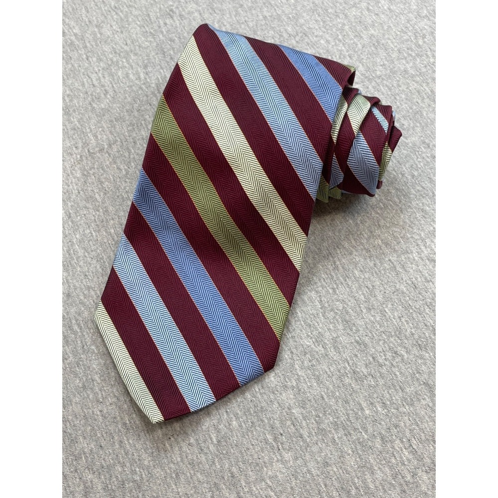 Brooks Brothers Makers Tie Mens Striped Silk Cotton Blend 3.5" Wide 58" Long USA